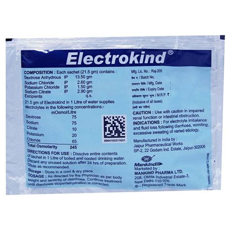 ELECTROKIND SACHET (EACH) 21.5GM Price, Uses, Side Effects, Composition ...