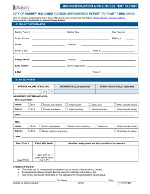 Fillable Online Mid-Construction Airtightness Test Report for Part 9 ...