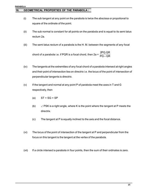 Parabola Class 11 Notes & Numericals for IIT JEE