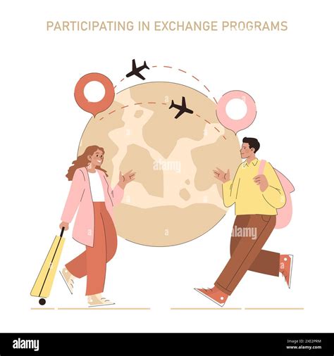 Cultural Exchange Program concept. Illustration of students traveling ...