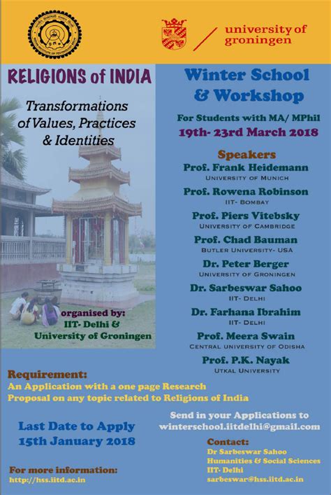 Winter School & Workshop on "Religions of India: Transformations of ...