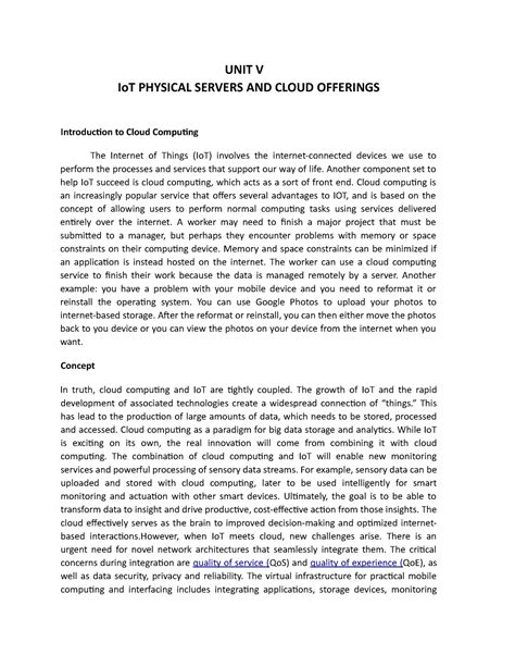UNIT V Io T Physical Servers AND Cloud Offerings - UNIT V IoT PHYSICAL ...