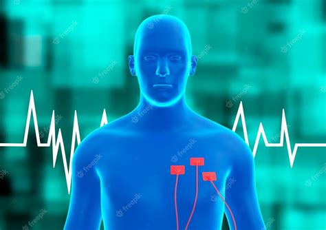 Human body blue hologram cardiac arrhythmia lack of rhythm in the ...