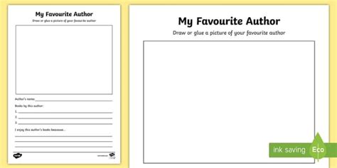 My Favourite Author Worksheet (teacher made) - Twinkl