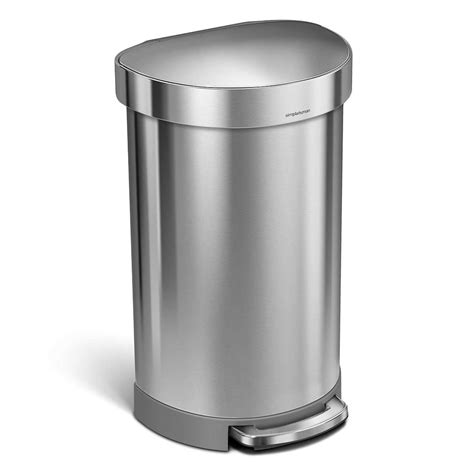 SimpleHuman Stainless Steel Semi-Round Liner Rim Step Trash Can, 45L ...