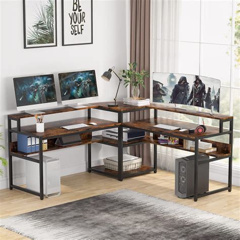 Buy Tribesigns L-Shaped Computer Desk with Storage Shelves, Modern ...