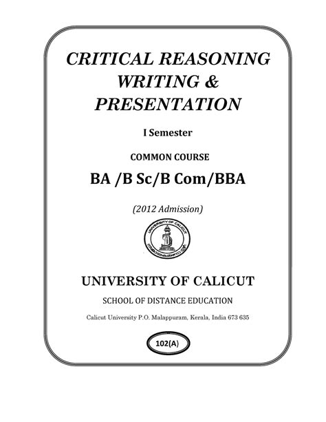 Critical Reasoning Dec 26 - CRITICAL REASONING WRITING & PRESENTATION I ...