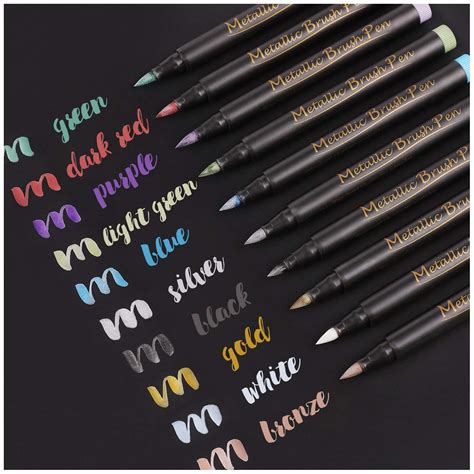 Dyvicl Metallic Brush Marker Pens - Metallic Pens Art Markers for ...