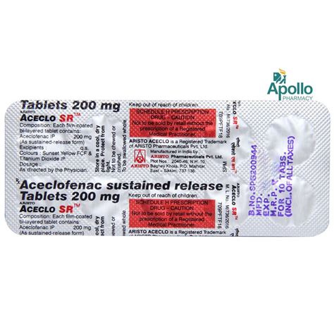 Aceclo SR Tablet | Uses, Side Effects, Price | Apollo Pharmacy