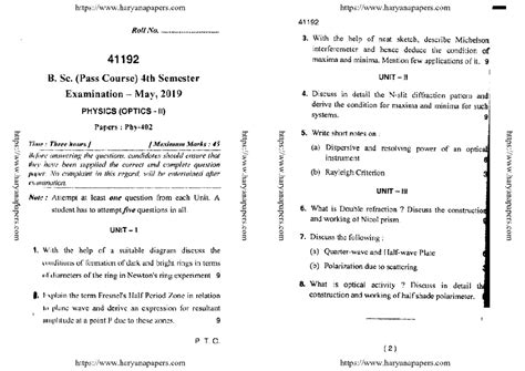 Bsc 4 sem physics 41192 may 2019 - B.Sc Chemistry - Studocu