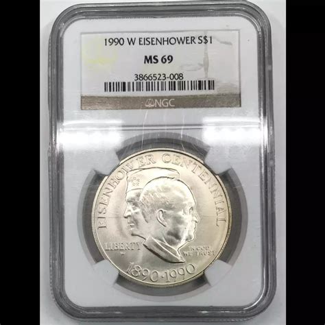 1990-W Eisenhower Centennial Commemorative Silver Dollar NGC MS-69 ...