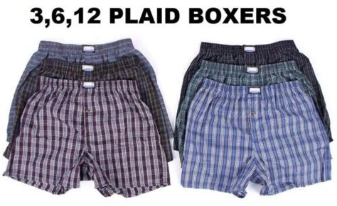 New 3-12 Mens Boxer Check Plaid Shorts Trunk Underwear Cotton Briefs ...