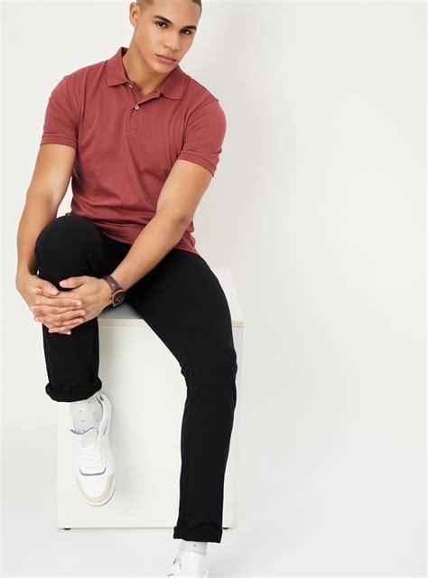 Buy Men Slim Fit Solid Polo T-shirt Online at just Rs. 399.0 ...