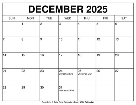 Printable December 2025 Calendar - Wiki Calendar | Apache OpenOffice ...