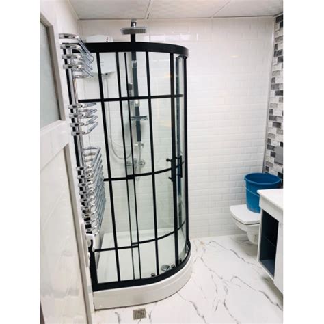 Siyah Karolaj Duşakabin Oval Duş Teknesi