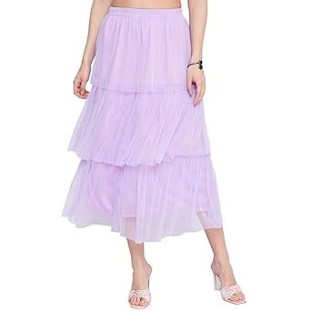 Buy Akimia Women's Net Solid Maxi Skirts (x-Small) Light Blue at Amazon.in