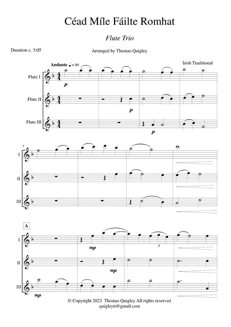 Céad Míle Fáilte Romhat (arr. Thomas Quigley) by Irish Traditional ...