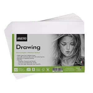 Brustro Artists Drawing Paper 200 GSM A2 Size, 20 Sheets : Amazon.in ...