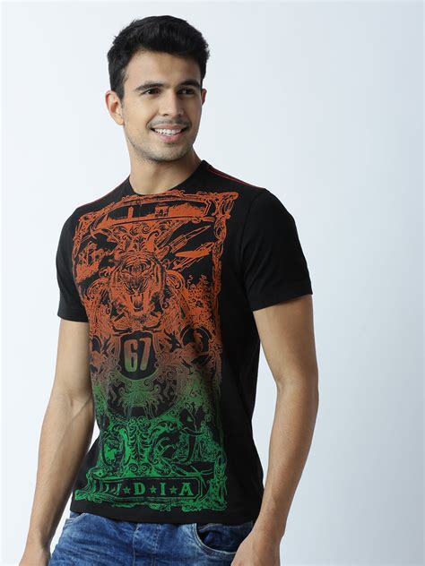 Huetrap Mens Printed Black Short Sleeve Round Neck Fairtrade T-Shirt ...