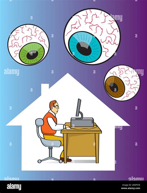 Man being watched while on the computer Stock Vector Image & Art - Alamy