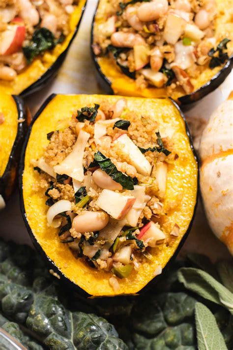 Vegetarian Stuffed Acorn Squash - Cozy Peach Kitchen