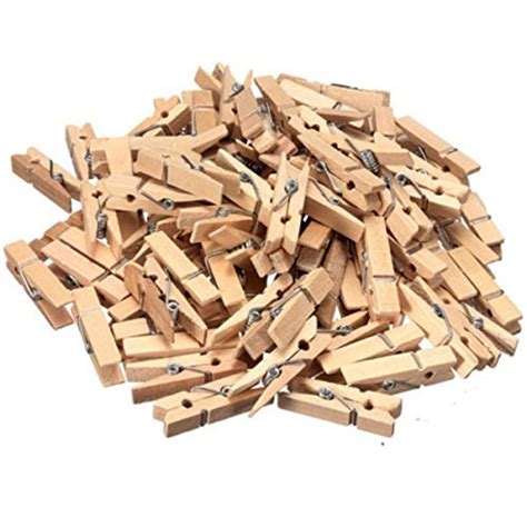 Generic 100 x Mini WOOD 35mm Wooden Photo Paper Peg Clothespin Clothes ...