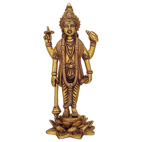 Buy CraftVatika Standing Lord Vishnu Holding Club Brass Idol Showpiece ...