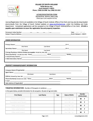 IL License/Registration Form Residential Rental Dwelling - Village Of ...