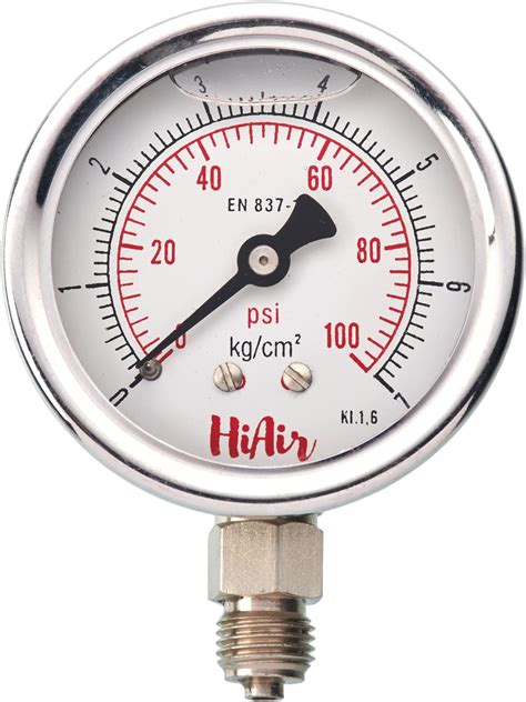 HiAir Glycerin Filled Bottom Pressure Gauge 63mm (2.5 inch) 1/4BSP (7kg ...