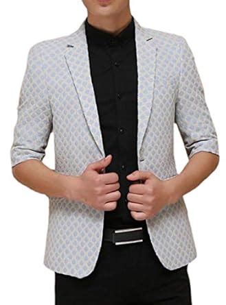 Buy jiejiegao Men's Single Button Notch Lapel Premium Blazer Vogue ...