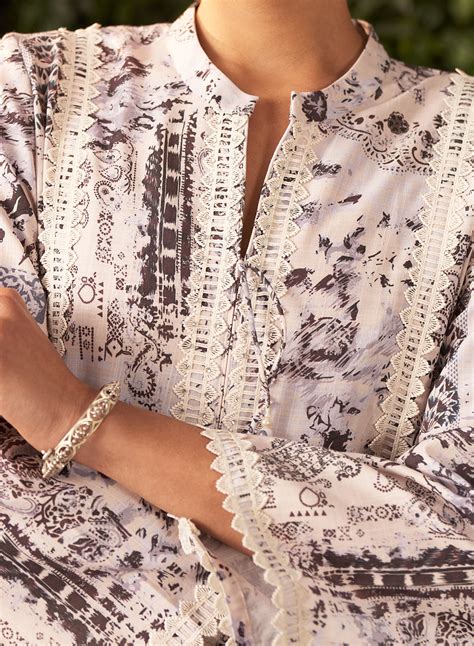 Rysa Light Blue Printed Linen A-line Kurta for Women – Lakshita
