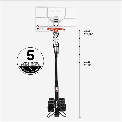 Adjustable (2.10m to 3.05m) Folding Basketball Hoop on Wheels B900 Box NBA