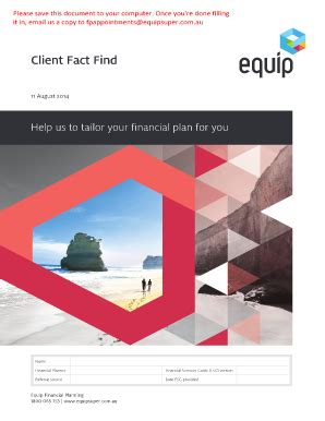 Fillable Online Client Fact Find - Equipsuper Fax Email Print - pdfFiller