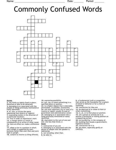 commonly confused words crossword puzzle - WordMint