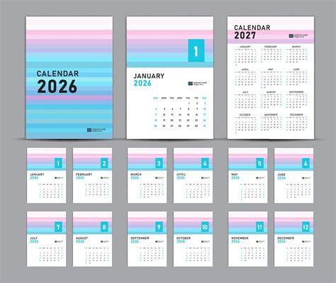 Calendar 2026 template set and 2027 year pastel concept, wall calendar ...