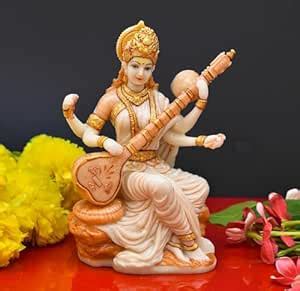 Buy Polyresin Saraswati Idol Statue Saraswati Maa Figurine Sclupture ...