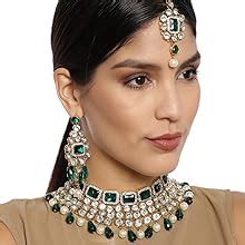 ZAVERI PEARLS Mesmerising Green Bridal Choker Jewellery Set For Women ...