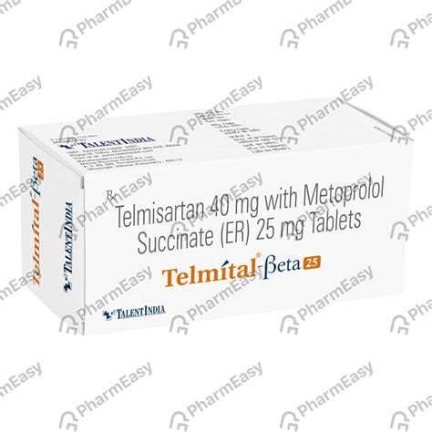 Telmital Beta 25mg Strip Of 10 Tablets: Uses, Side Effects, Price ...