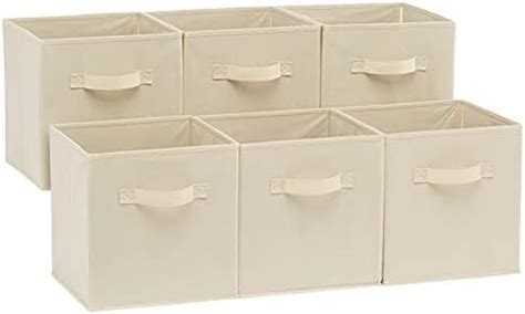 amazon basics Square Foldable Storage Cubes (Beige) - 6 Pack : Amazon ...