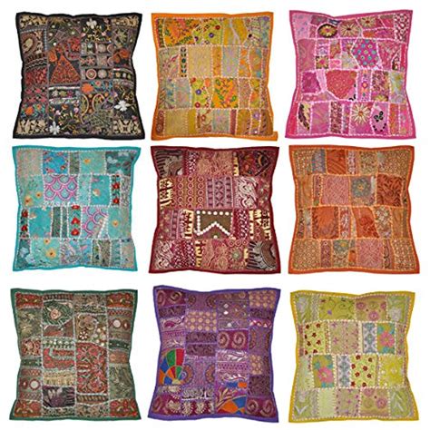 Buy Lalhaveli Home Decorative Embroidered Patchwork Cushion Covers 16 X ...