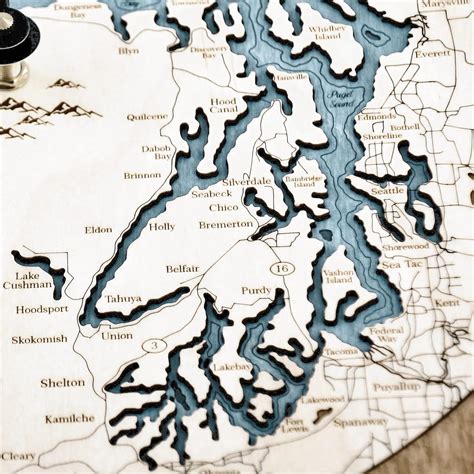 Buy Sea & Soul Pacific Northwest Large Wall Clock, Puget Sound 3D Wood ...