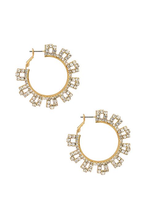 Ettika Embellished Rhinestone Hoop Earring in Gold | REVOLVE