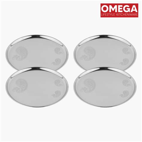 Buy OMEGA Ivy Set of 4 Stainless Steel Lazer Printed Dinner Plate ...