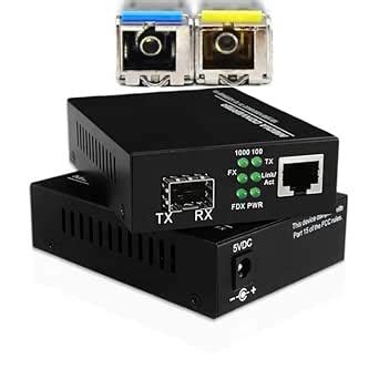 Hanutech Pair of 10/100/1000Mbps SFP Media Converter Including 1 Pair 1 ...