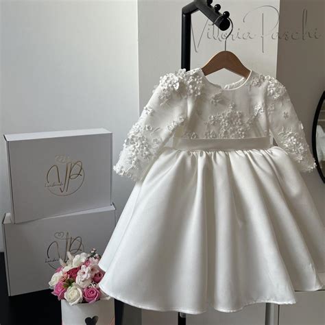 Abito Elegante Cerimonia Battesimo Con Pizzo Bianco Neonata Les Pet Enfants Azzurra - Foto 2