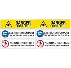 CVANU Danger Laser Light No Unauthorised Safety Sign Sticker Self ...