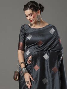 Buy Sassy Hues Woven Kanjivaram Cotton Silk, Art Silk Grey Sarees ...
