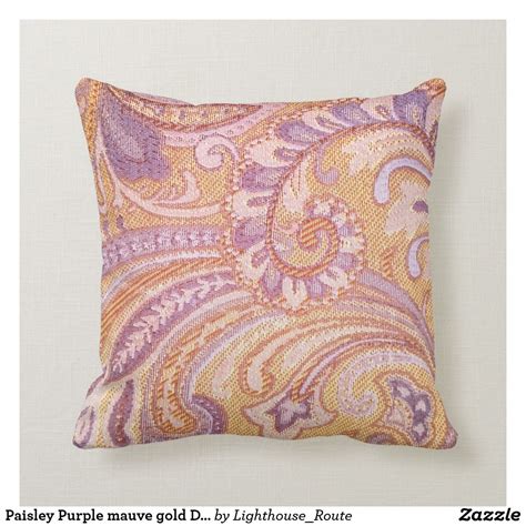 Paisley Purple mauve gold Designer throw pillow | Zazzle | Designer ...