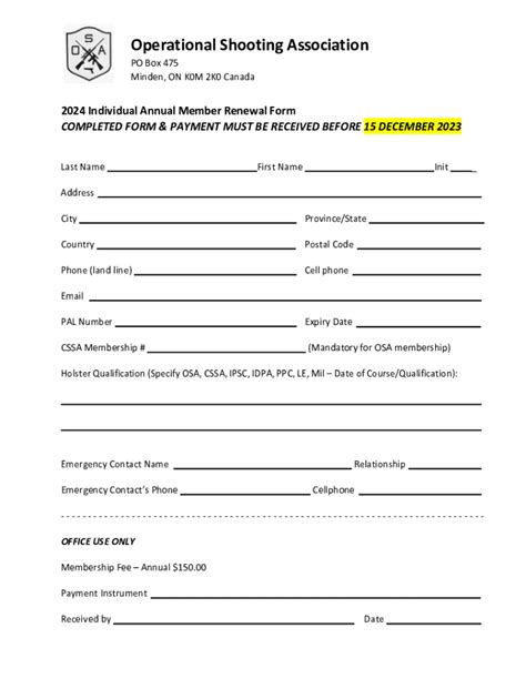 2024 Individual Annual Member Renewal Form - Blank Fillable Template ...