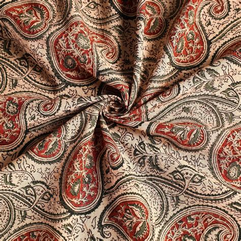 Beige Original Pedana Kalamkari Block Print Natural Dyed Cotton Table Cover